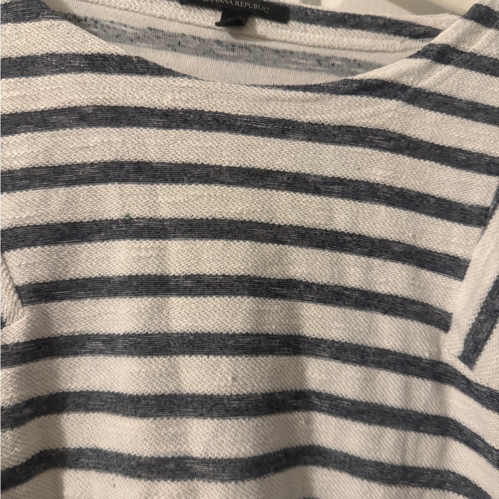 Banana Republic Navy and White Striped Knit Top